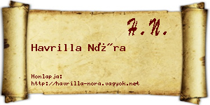 Havrilla Nóra névjegykártya